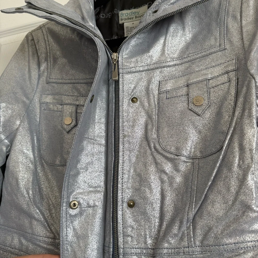 Bradley Bayou Silver Leather Jacket NWT size Medium - Picture 7 of 9